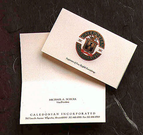 Визитная карточка Caledonian incorporated Визитная карточка Caledonian incorporated